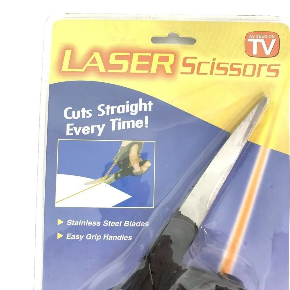 Scissors with Laser Beam Guide Accurate Cutting Stainless Steel Blades Easy Grip